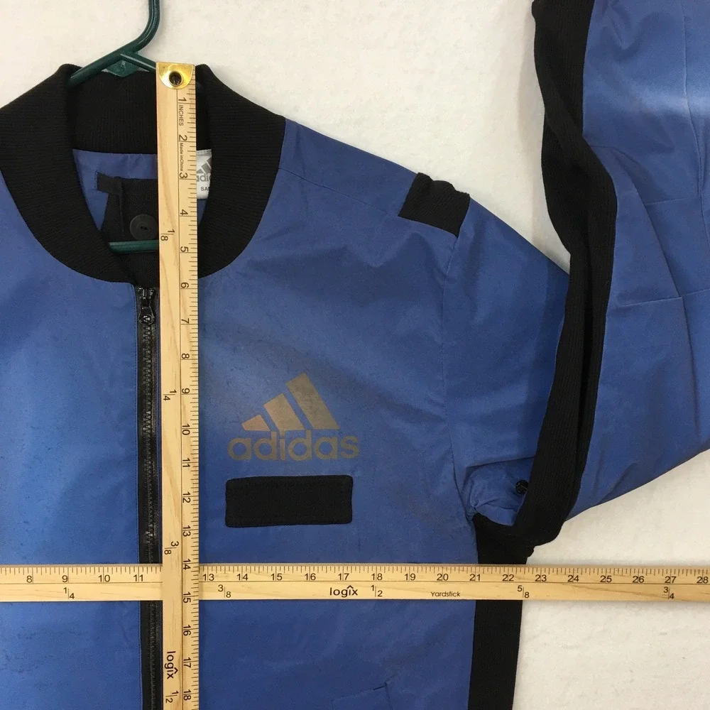 Adidas Sample Blue Black Full Zip Bomber Jacket Recycled Polyester Mens L‎